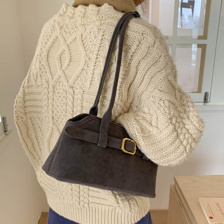 Damen Handtasche aus luxuriösem Veloursleder mit verstellbarem Schulterriemen Nord Taschen