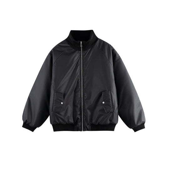 Damen Oversize Bomberjacke Nord Taschen mit Stehkragen, wattierter Fütterung und Pattentaschen