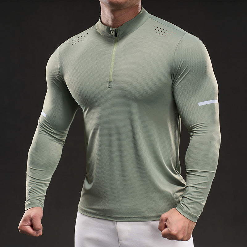 Herren Kompressions-Trainingsshirt mit kurzem Reißverschluss und atmungsaktiver Mesh‑Struktur Nord Taschen
