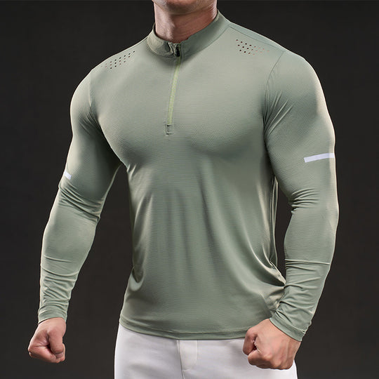 Herren Kompressions-Trainingsshirt mit kurzem Reißverschluss und atmungsaktiver Mesh‑Struktur Nord Taschen