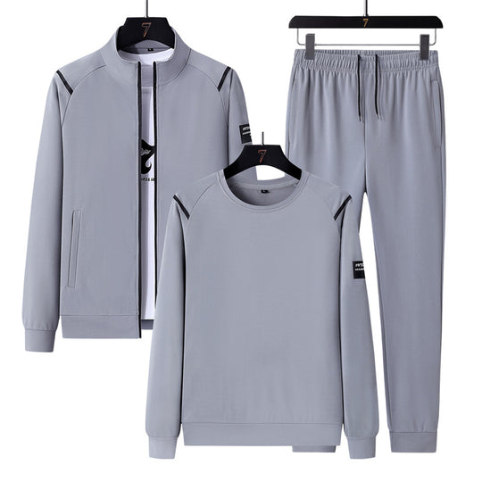 Herren Sportlicher Trainingsanzug-Set mit Reißverschlussjacke, Rundhalsausschnitt-Sweatshirt und Slim-Fit Jogginghose Nord Taschen