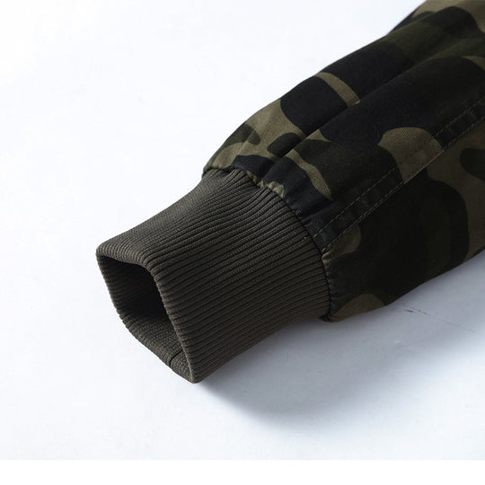 Herren Militärinspirierte Tarnprint-Übergangsjacke mit Reißverschluss, Pattentaschen und elastischen Bündchen Nord Taschen