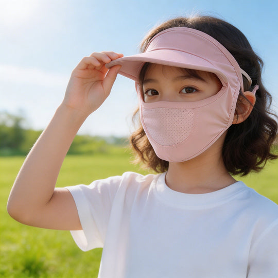 Unisex nan Kinder-Sonnenvisier mit integrierter atmungsaktiver Gesichtsmaske, verstellbarem Nackengurt und perforierter Kinnpartie  Nord Taschen