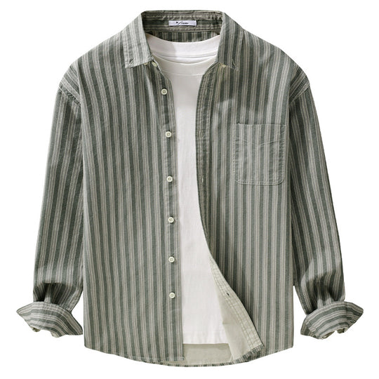 Herren Hemd mit Button-Down-Kragen aus atmungsaktivem Leinen-Baumwollmix in Relaxed-Passform Nord Taschen