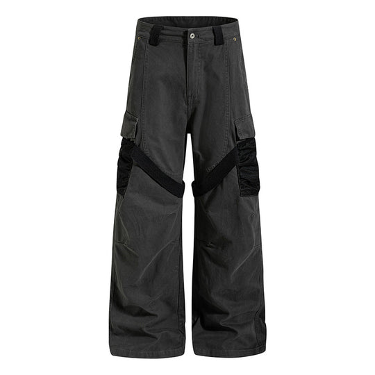 Damen Weite Cargo‑Palazzo‑Hose mit Utility‑Taschen und Mesh‑Einsätzen Nord Taschen