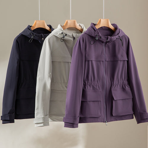 Damen Leichte Funktions-Utility-Jacke mit Kapuze, Kordelzug-Taille und aufgesetzten Klappentaschen Nord Taschen