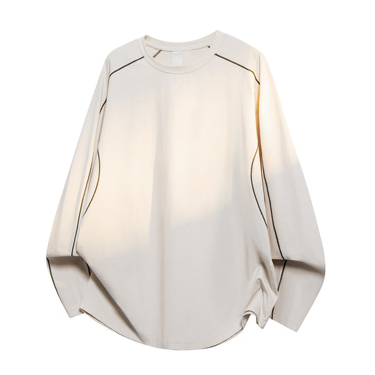 Damen Oversize-Langarmshirt aus Waffel‑ und Jersey‑Mix mit kontrastierenden Flatlocknähten Nord Taschen