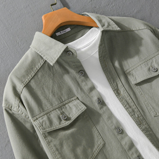 Herren Twill-Overshirt im Worker-Stil mit doppelten Brustklappen und Relaxed-Fit Nord Taschen