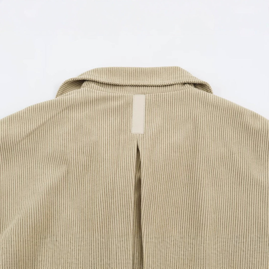 Damen Feincord-Jacke mit Taillengürtel und asymmetrischer Druckknopfleiste Nord Taschen