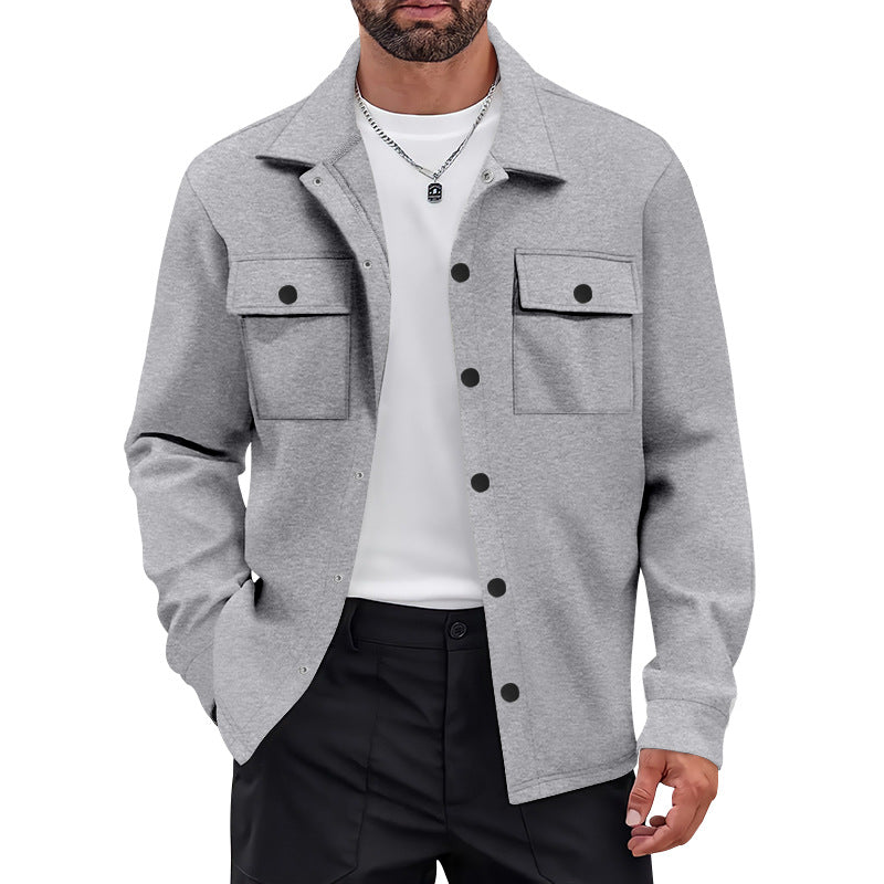 Herren vielseitige Flanelljacke mit aufgesetzten Taschen und modernem Schnitt