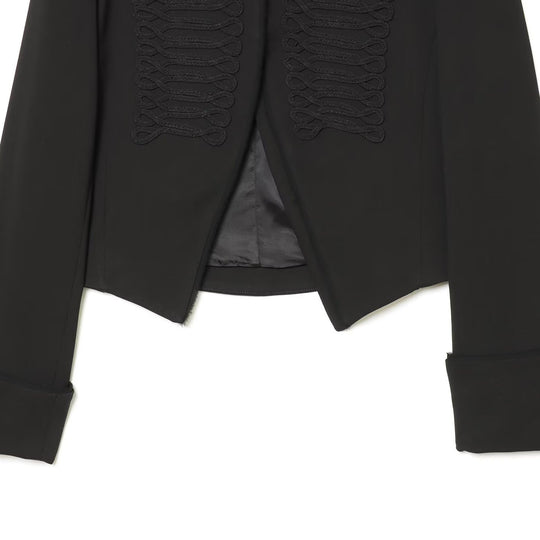 Damen Kurzgeschnittener Militärblazer mit ornamentalem Kordelbesatz und Stehkragen Nord Taschen