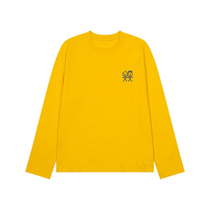 Unisex Langarm-Baumwollshirt mit minimalistischer Freundschafts-Stickerei Nord Taschen