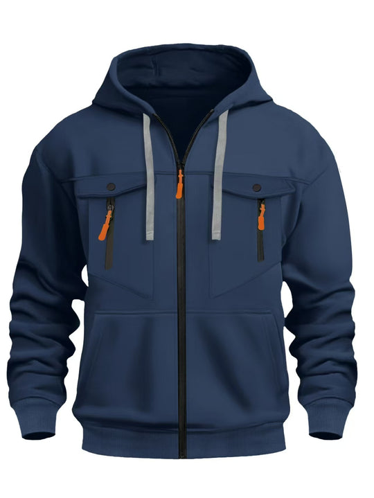 Herren Kapuzen-Sweatjacke mit durchgehendem Reißverschluss, zwei zip-Brusttaschen und ergonomischen Bündchen Nord Taschen