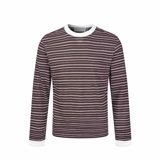 Herren Gestreiftes Langarmshirt aus Baumwollmix mit geripptem Rundhals Nord Taschen