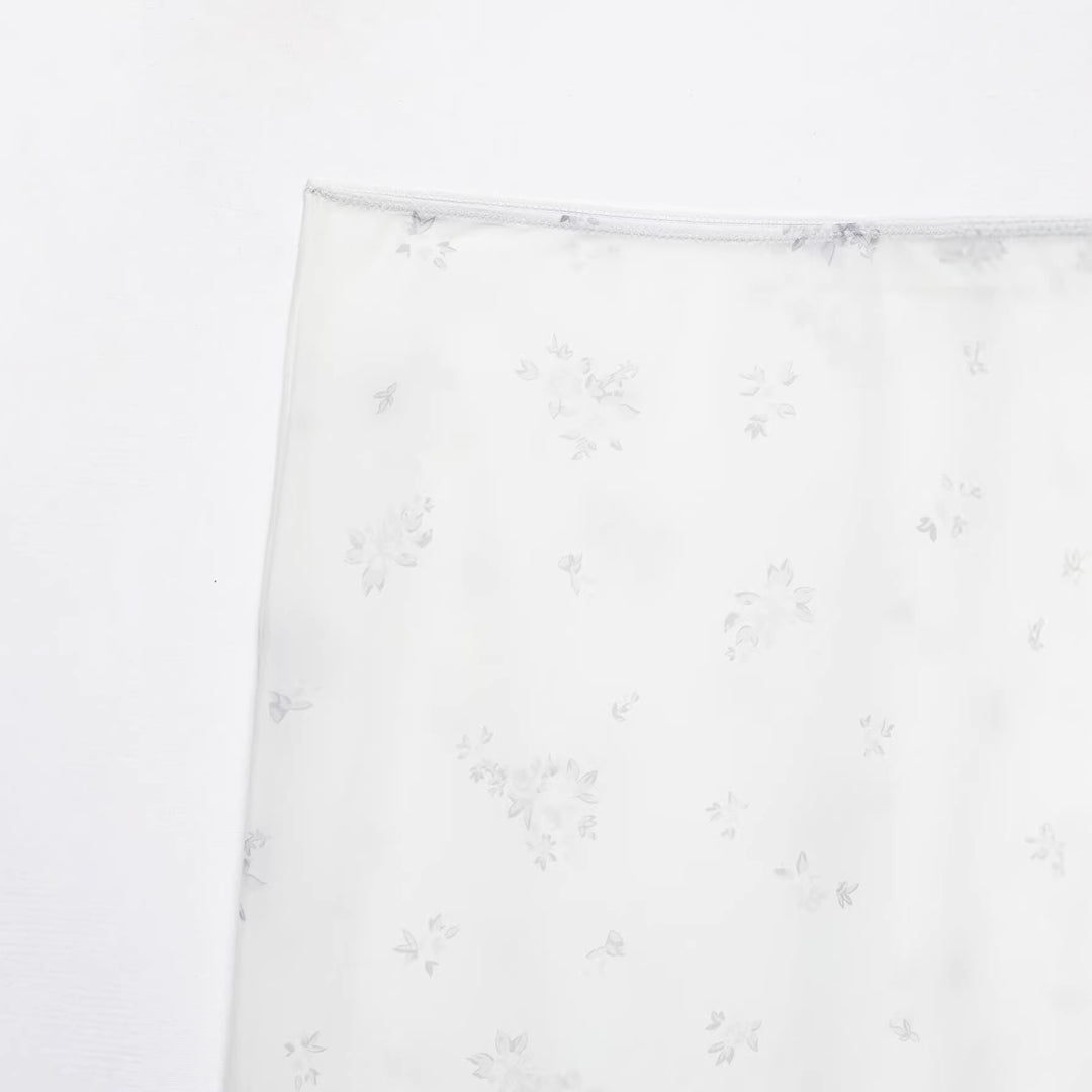 Damen Langer Unterrock mit floraler Spitzenborte und feinem Stickmesh Nord Taschen
