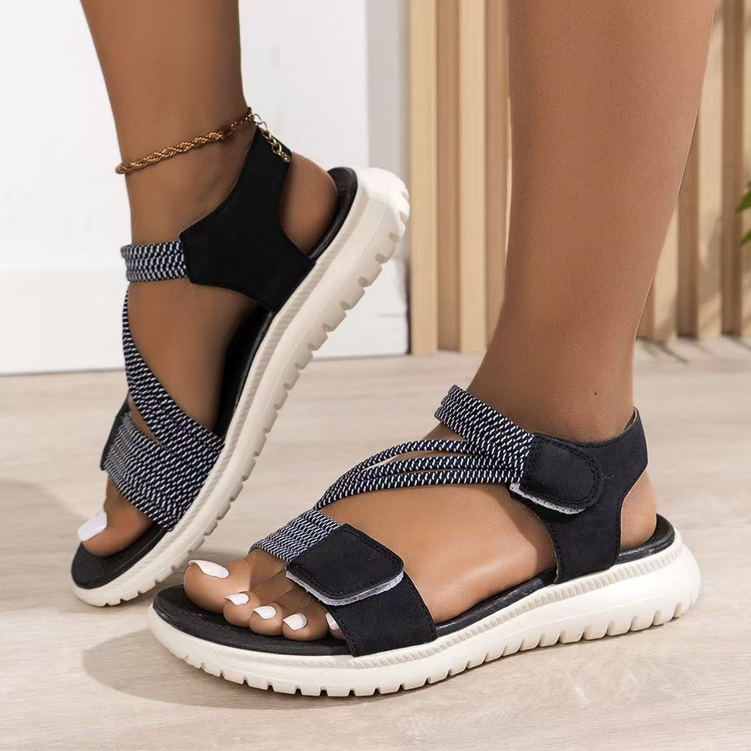 Damen bequeme Riemchensandalen mit verstellbaren Verschlüssen und dämpfender Sohle