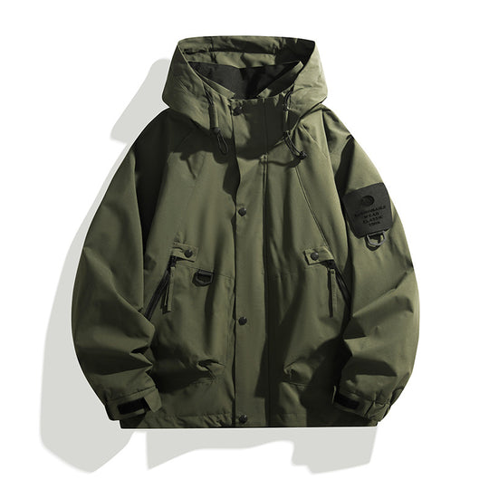 Herren Technische Oversized-Fieldjacke mit wasserabweisender Membran, Utility-Ringen und verdeckter Druckknopfleiste Nord Taschen