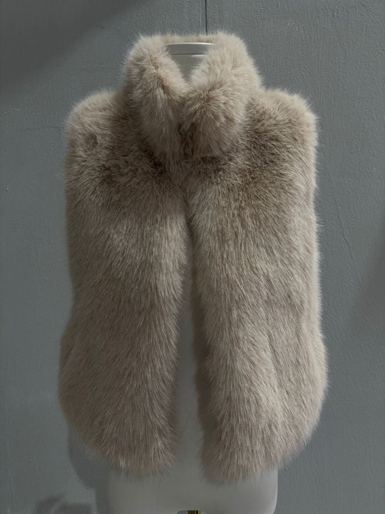 Damen Ärmellose Teddy‑Kunstfellweste mit dichtem Hochflor und Stehkragen Nord Taschen