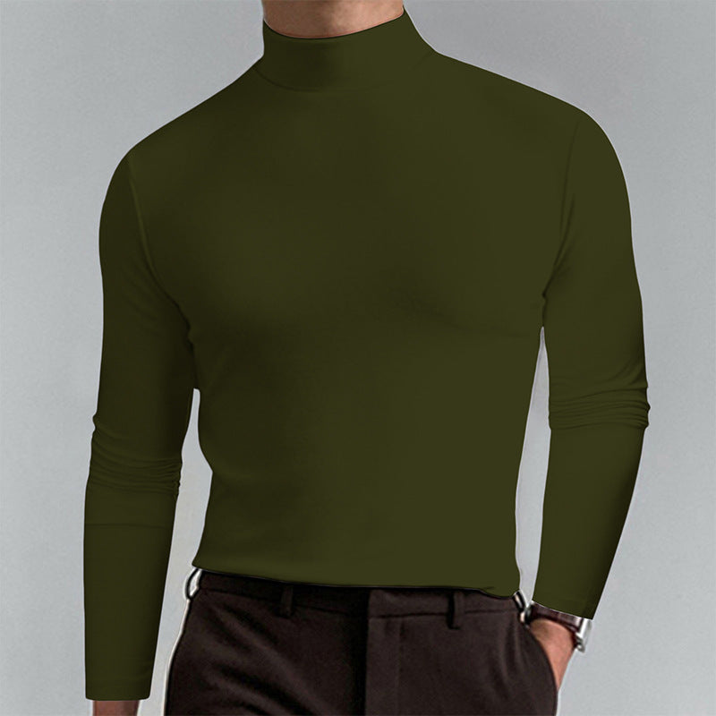 Herren Elegantes Langarm-T-Shirt mit hohem Kragen