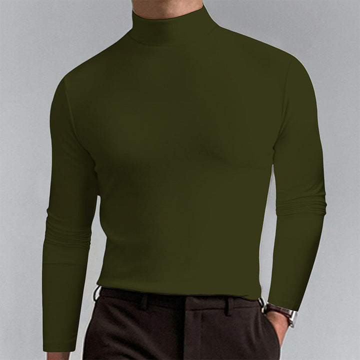 Herren Elegantes Langarm-T-Shirt mit hohem Kragen