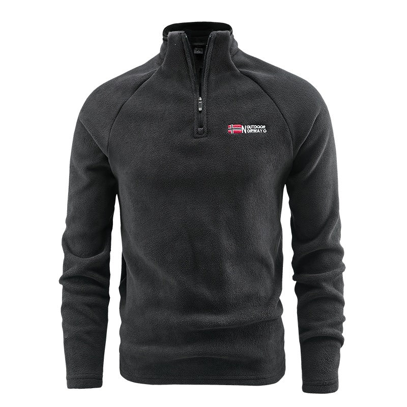 Herren Fleece-Halbzip-Pullover mit stehendem Kragen und atmungsaktivem Thermofleece Nord Taschen