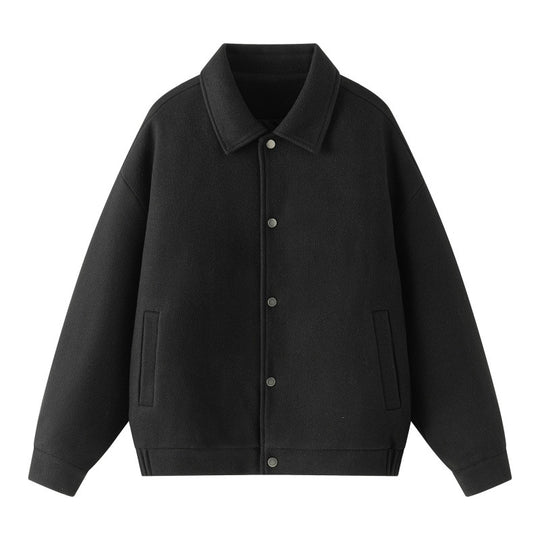 Herren Oversize-Collegejacke aus Wollmix mit Druckknopfleiste und verdeckten Eingrifftaschen Nord Taschen