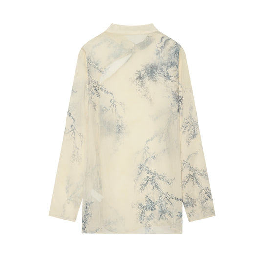 Damen Seidenbluse im Kimono‑Stil mit Mandarinkragen und dekorativer Knotenknopfleiste Nord Taschen