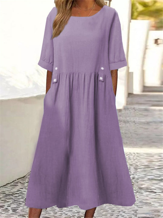 Damen unkompliziertes Sommerkleid mit praktischen Taschen und einem lockeren Schnitt