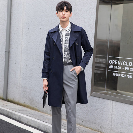 Herren Trenchcoat mit Doppelreiher und tailliertem Schnitt Nord Taschen