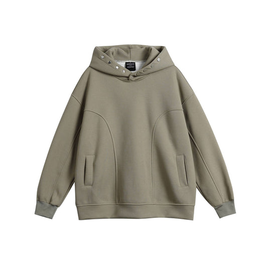 Unisex Oversize Kapuzenpullover mit Druckknopffunnel und Teilungsnähten Nord Taschen