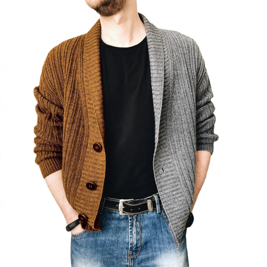 Herren Grobstrick-Cardigan mit Schalkragen, Rippstruktur und markanten Knöpfen Nord Taschen