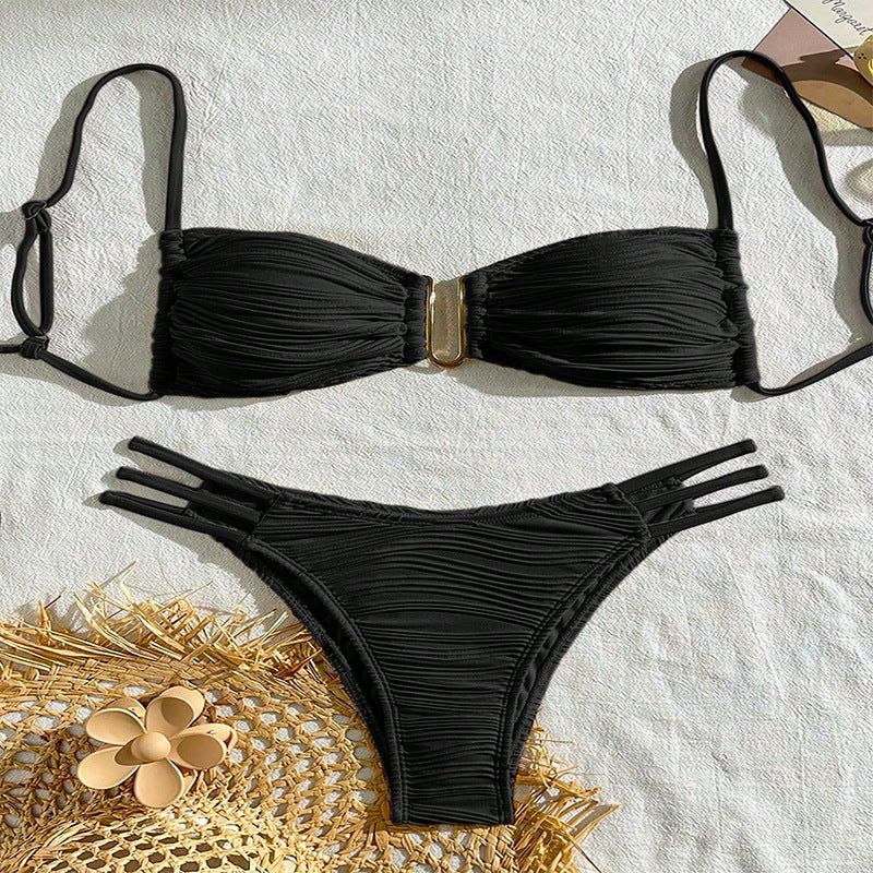 Damen Bikini-Set mit raffiniertem Falten-Design und modischen Akzenten Nord Taschen