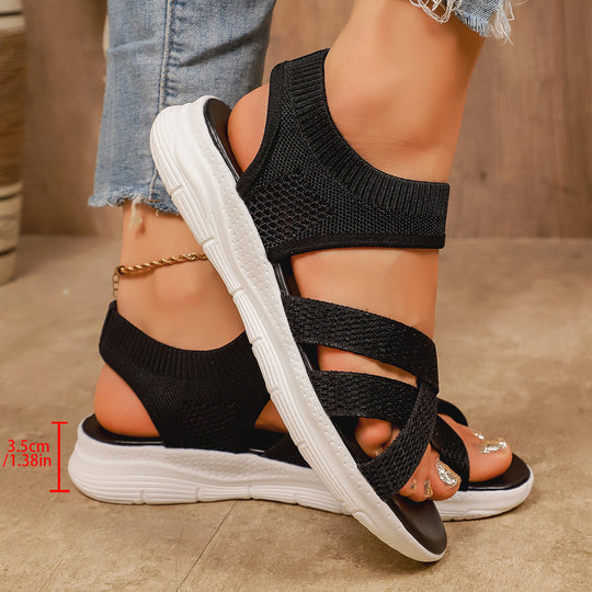 Damen Sportliche Freizeitsandalen mit atmungsaktiver Strickoberfläche