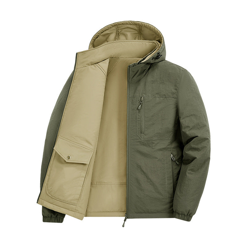 Herren Thermo-Fieldjacke mit Fleece-Innenfutter, Kapuze und Fronttaschen Nord Taschen