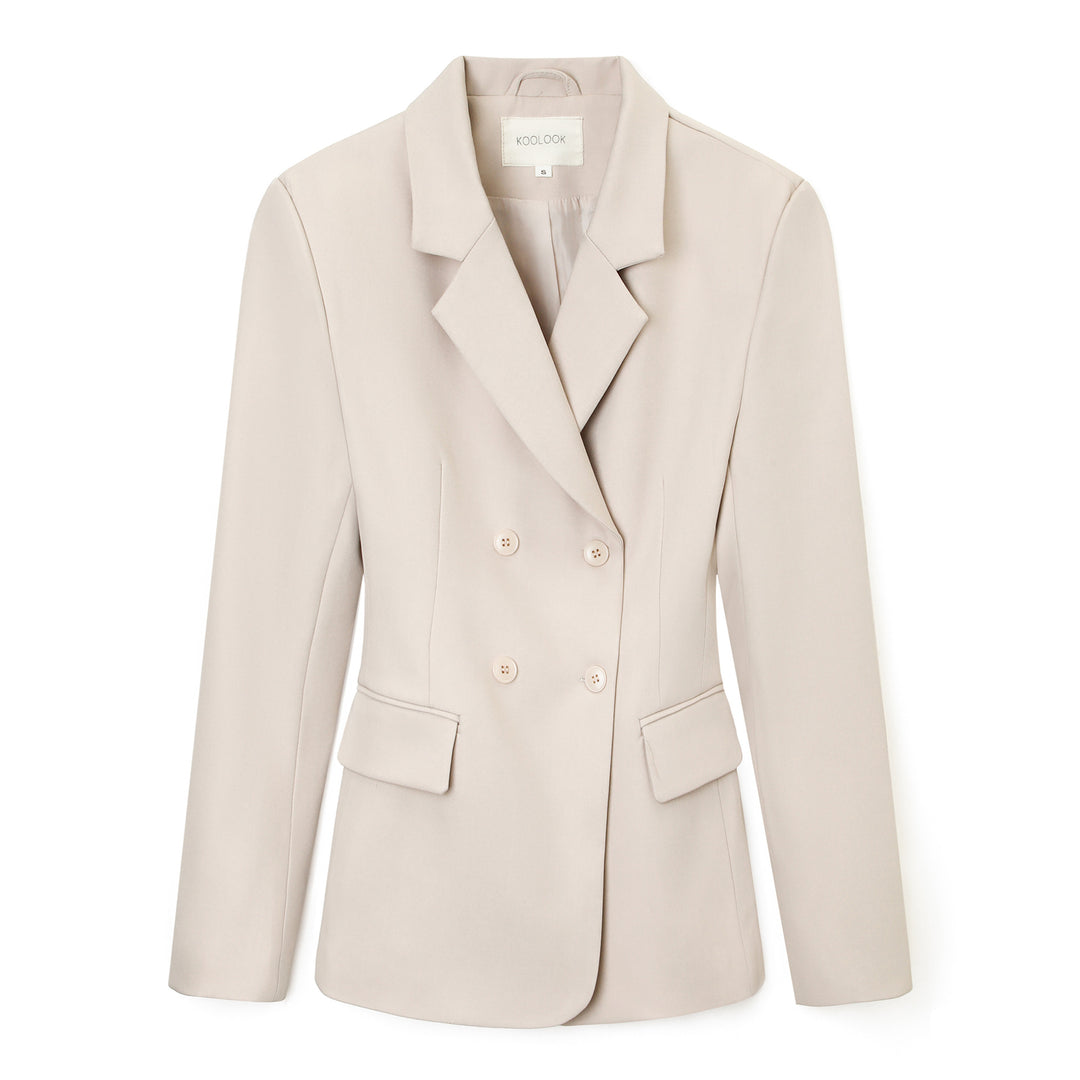 Damen Doppelreihiger taillierter Business‑Blazer mit Pattentaschen und fallendem Revers Nord Taschen