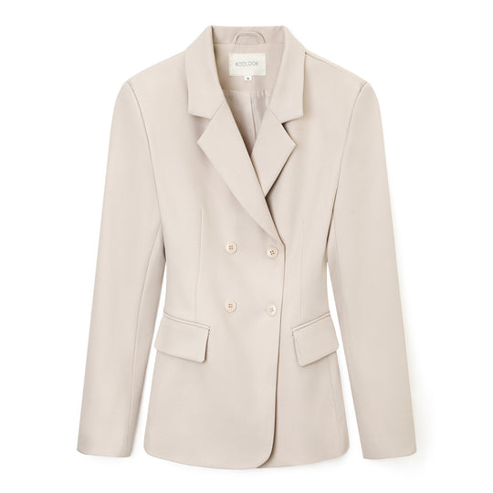 Damen Doppelreihiger taillierter Business‑Blazer mit Pattentaschen und fallendem Revers Nord Taschen