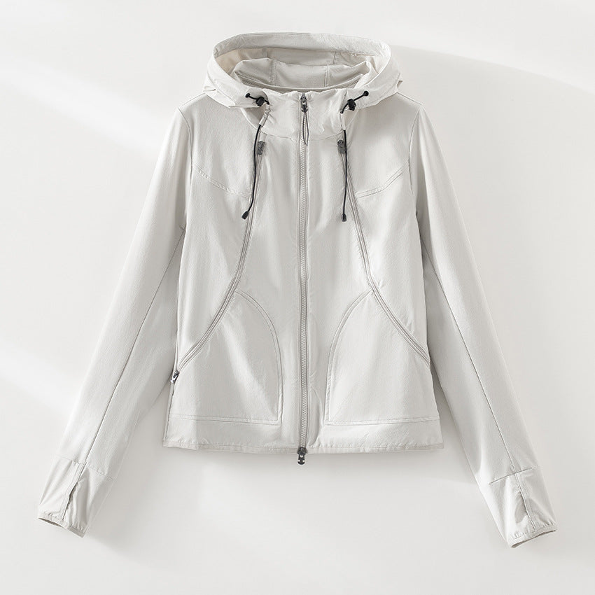 Damen Leichte Softshell-Outdoorjacke mit Kapuze und Zwei-Wege-Reißverschluss Nord Taschen