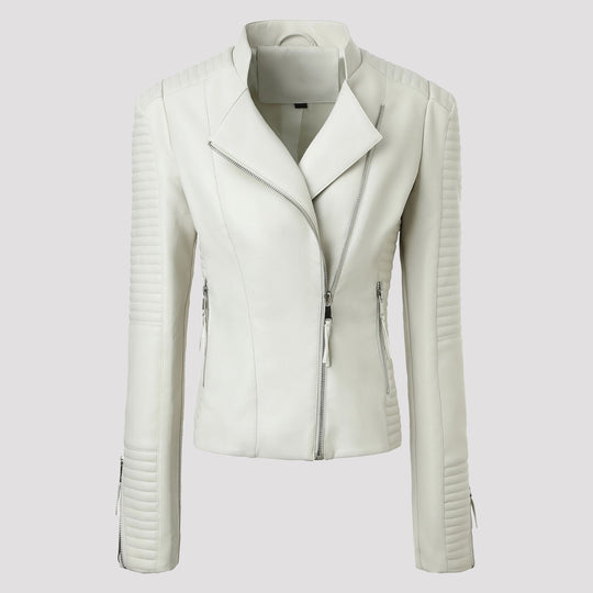 Damen Schmal geschnittene Bikerjacke mit gesteppter Ärmel- und Schulterpartie Nord Taschen