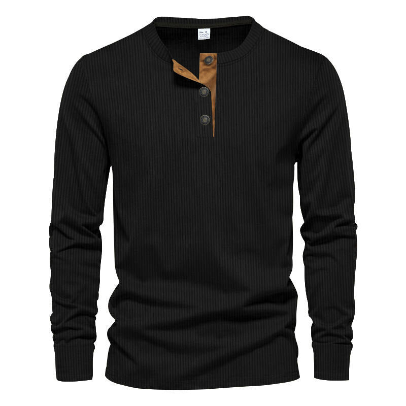 Herren Langarm-Henley-Shirt mit strukturiertem Design
