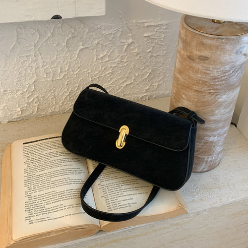 Damen Umhängetasche mit luxuriösem Veloursleder und eleganter Schnappschließe Nord Taschen