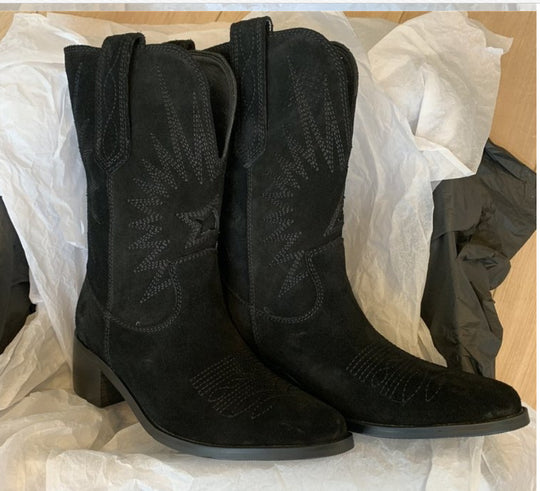 Damen Western-Cowboystiefel aus Veloursleder mit formstabilem Blockabsatz Nord Taschen