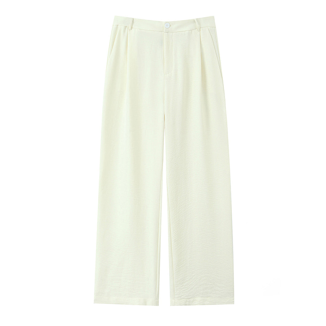 Damen Weite High‑Waist Palazzohose mit vertikalem Streifenmuster und elastischem Bund Nord Taschen