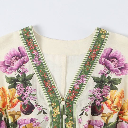 Damen Kurzkleid im Kimono-Stil mit Taillengürtel und V-Ausschnitt Nord Taschen