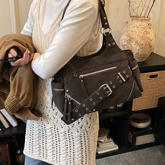 Damen Hobo-Tasche aus hochwertigem Veloursleder mit multifunktionalen Taschen Nord Taschen