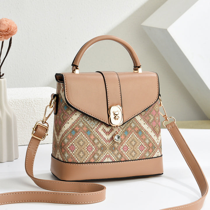 Damen Stylish Schultertasche mit detailreichem Muster Nord Taschen