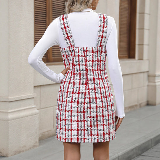 Damen Karierter Minikleid Nord Taschen