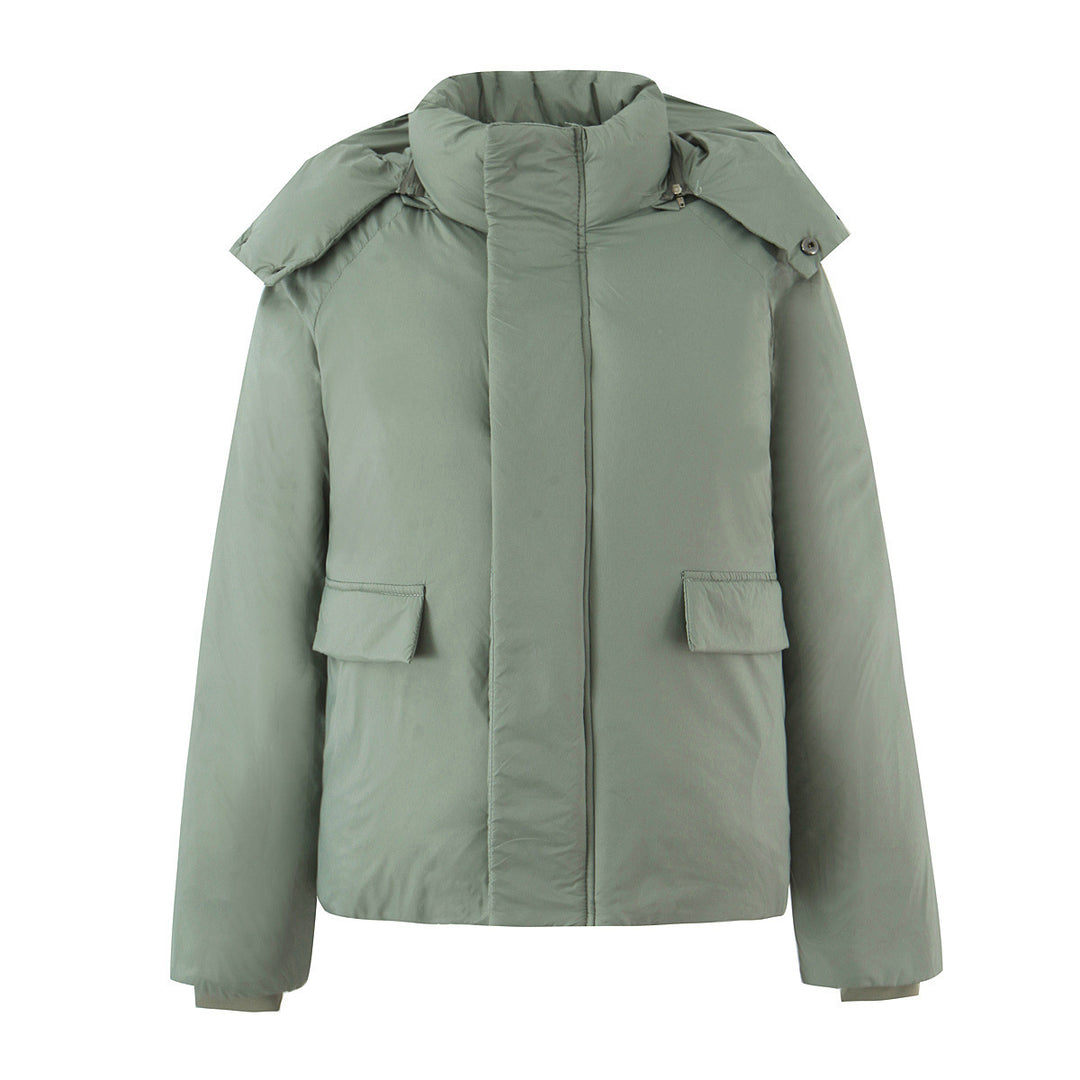 Damen Kurze boxy Funktionsjacke mit Kapuze, wattierter Isolierung und diagonalen Reißverschlusstaschen Nord Taschen