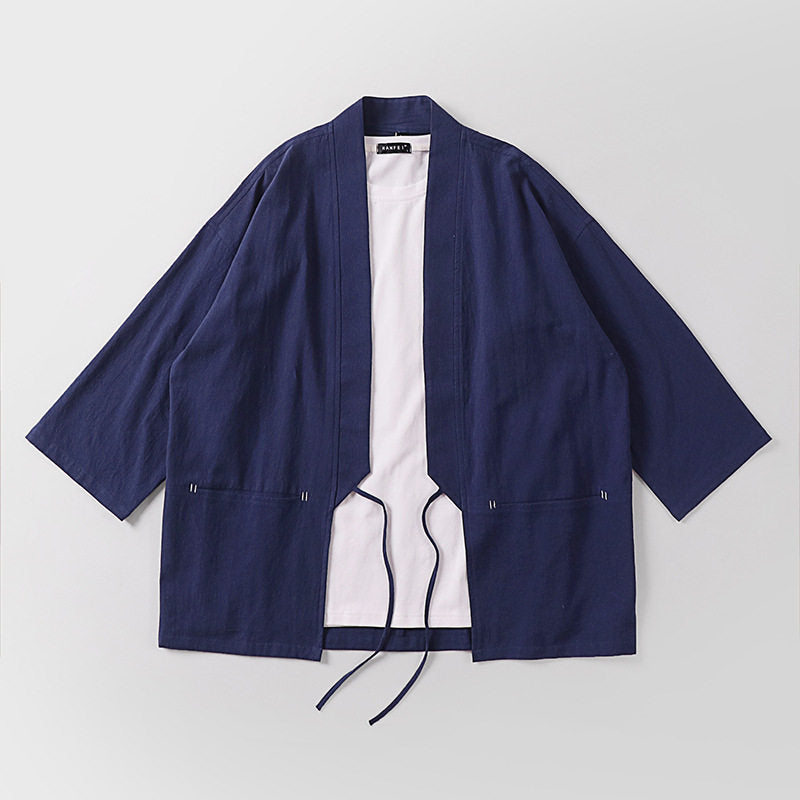 Unisex Kimono-Haori-Jacke mit Bindegürtel und dreiviertelärmeln Nord Taschen
