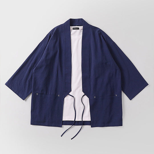 Unisex Kimono-Haori-Jacke mit Bindegürtel und dreiviertelärmeln Nord Taschen