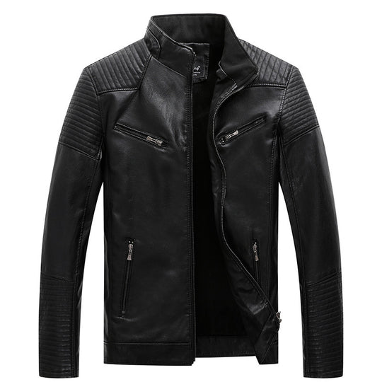 Herren schlanker Kunstleder-Moto-Blouson mit gesteppten Schulter- und Ärmelpaneelen Nord Taschen